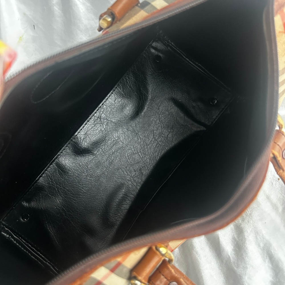 Burberry Brown and Tan Checkered Duffel/Tote bag - Picture 7 of 8